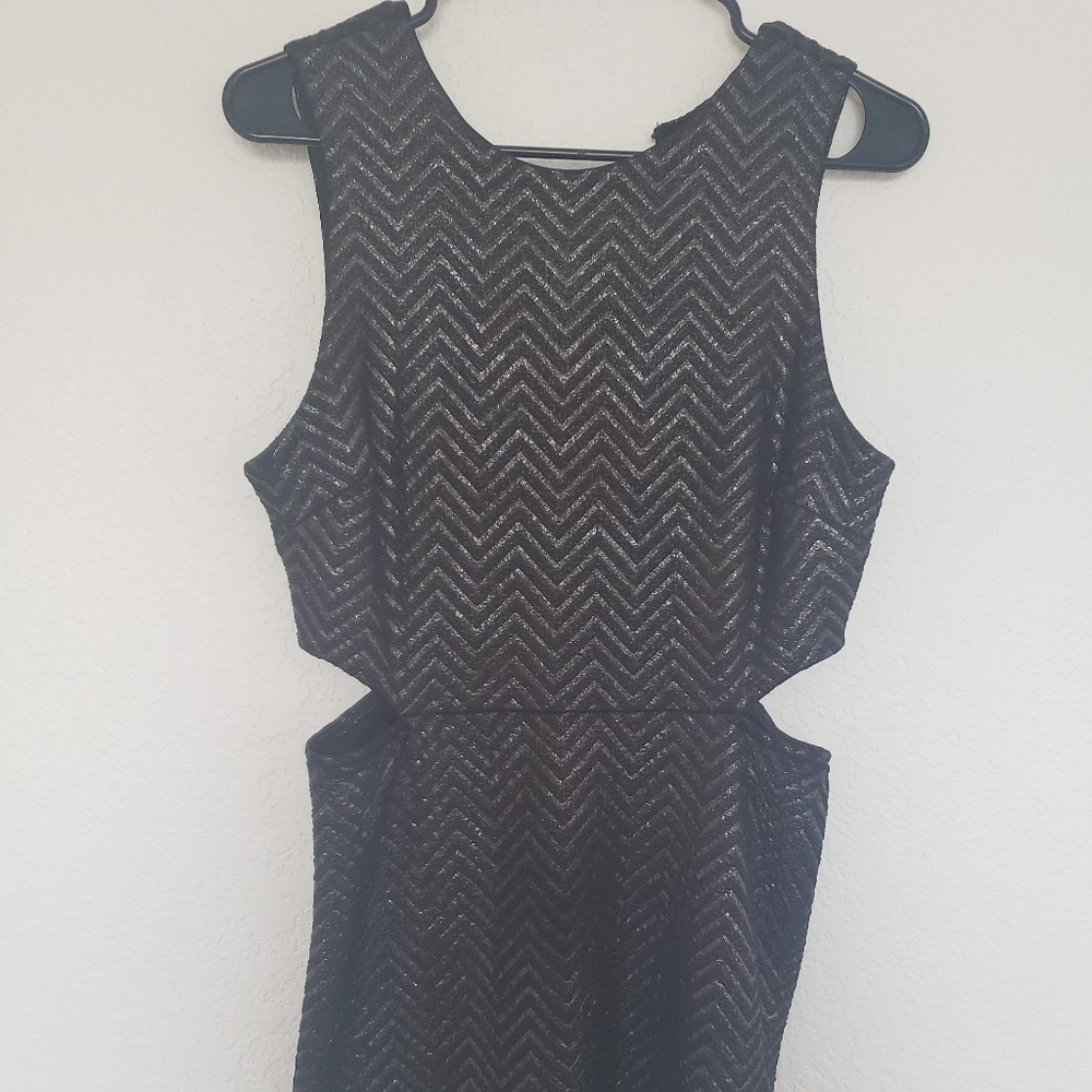 Black and Gold Dress with Side Cutouts